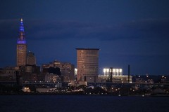 Cleveland Skyline Progressive Field Illuminated Photo Photograph Poster 36×24