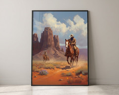 Western Cowboy Oil Painting Wall Art Monument Valley Desert Horse Canvas Poster