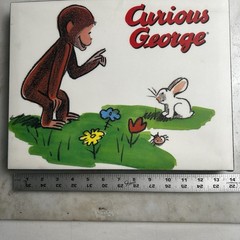 Curious George Monkey Rabbit Canvas Wall Art Picture Print Kids 14×11
