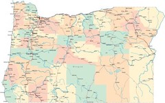 OREGON STATE ROAD MAP GLOSSY POSTER PICTURE BANNER city county Salem or 2473