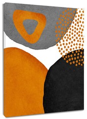 Black Grey Abstract Orange Geometric Canvas Wall Art for Bathroom Living Room-