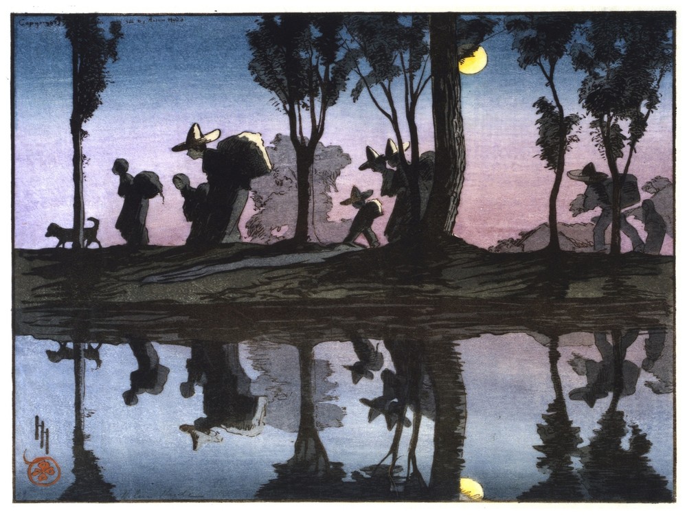 Decoration Poster.Interior design.Room art.Japan Peasants.Woodcut.7095