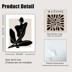 8x10in Unframed Matisse Wall Art Prints Set – Abstract Leaf Women, Beige & Bl…