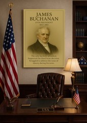 James Buchanan Vintage Portrait USA History Wall Art 15th President Print