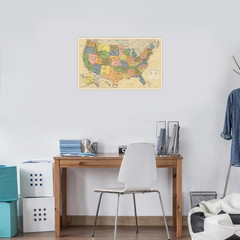 Laminated United States Map Poster – US Map Wall Chart – Made in the USA [Yellow
