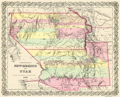 Historic State Map – New Mexico Utah Territories – Colton 1856 – Vintage Wall