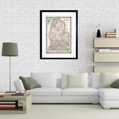 86363 1855 COLTON MAP MICHIGAN VINTAGE BLACK FRAME Decor Wall Print Poster