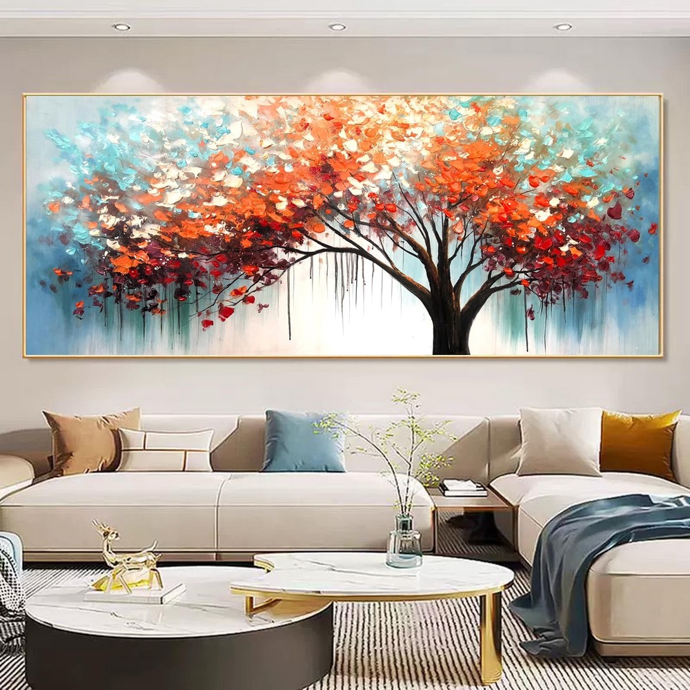 Textured Tree of Life Wall Art for Living Room, Gold Framed 3D Abstract Tree …