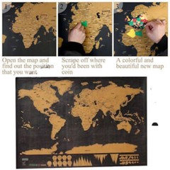 -10% World Map Scratch off Colorful Wall Decor Small or Big To Commemorate Trips