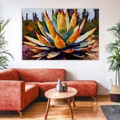 Desert Cactus Canvas Agave Plant Southwest Art Landscape Print Living Room Decor