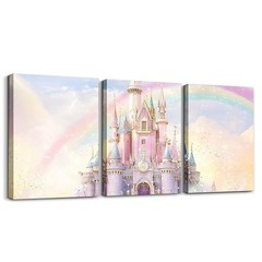 Castle Picture Wall Decor Glitter Castle Canvas Wall Art for Living Room Bedr…