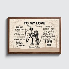 To My Love Happy Wedding Day- Personalized Poster, Halloween Couple Anniversary