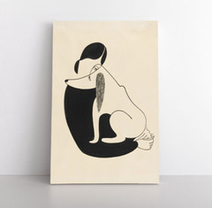 Woman With A Dog by Christina Malman Framed Painting Print Classic Wall Art