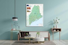 Maine Physical Map – 23.3 x 16.5 inches – Laminated