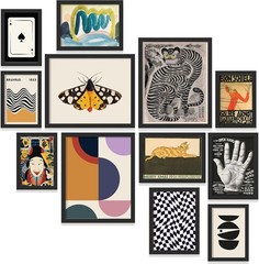 12-Piece Unframed Art Print Set – Eclectic Abstract Wall Decor for Modern Living
