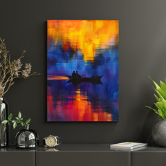 Abstract Boat Wall Art Print | Moody Modern Ocean Canvas & Fine Art