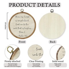 Christian Bible Verse Round Framed Wall Art, Psalm 61:2 Scripture Religious W…