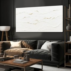 Stunning 24×48″ Wavy Line Abstract Art – Framed Canvas for Sophisticated Spaces
