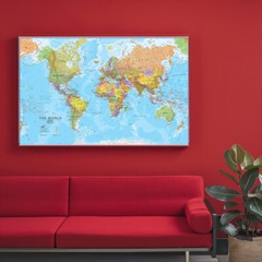 2 Pack World Map & US Map 29″x18″ USA Political Educational Poster Wall Chart