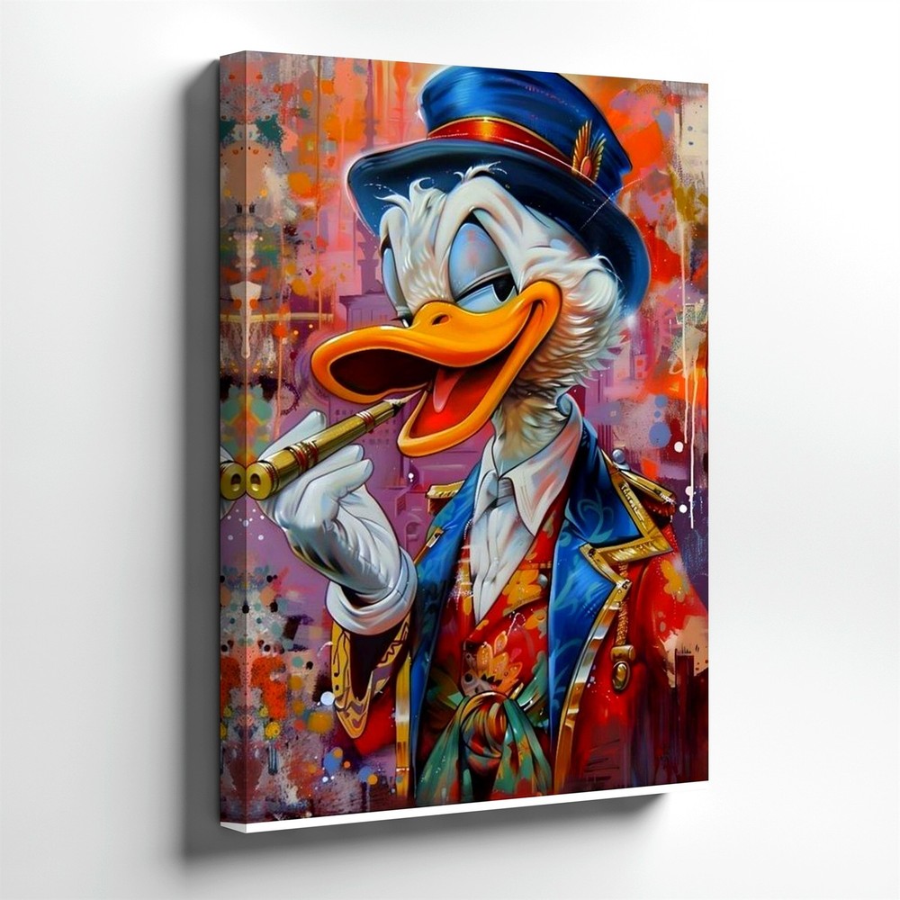 Wall Art Colorful Duck Gentleman Portrait Canvas Print Abstract Graffiti Decor