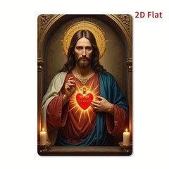 2D Flat, 1pc Jesus Wall Art – Tin Metal Signs Metal Poster, 8x12inch, Classic Re