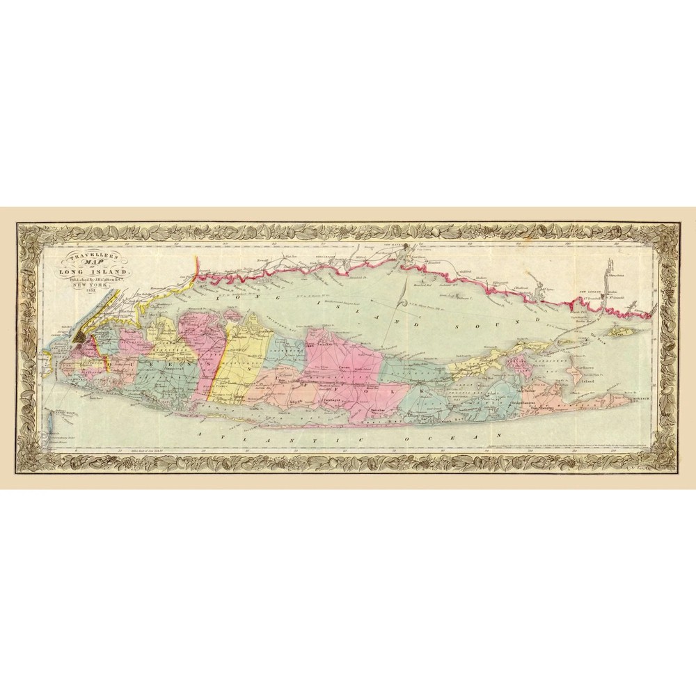 Historic City Map – Long Island New York – Colton 1857 – Vintage Wall Art