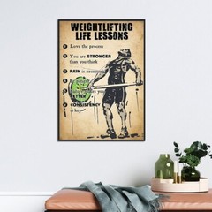 Man Weightlifting Wall Art, Weightlifting Life Lesson Poster, Gym Decoration, Po