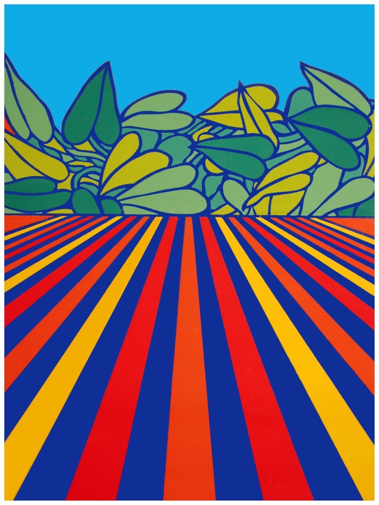 1932 Color stripe surface, green & yellow leaves quality Poster.Decorative Art.