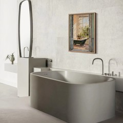 Framed Vintage Canvas Wall Art Print Classical Bathroom Bathtub Poster Flowers G