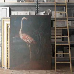 Vintage Flamingo Painting Retro Birds Paintings Animals Canvas Print Wall Art