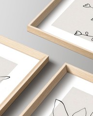 Gallery-Style 12x16in Minimalist Botanical Wall Art – Set of 3 Framed Prints