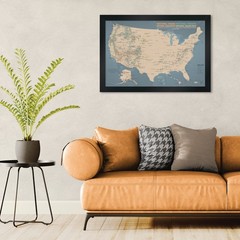 US National Parks, Monuments, & Forests Map 24×36 Poster (Tan & Slate Blue) #836