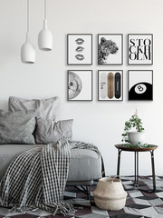 Stockholm Style Room Decor for Women, Chic Trendy Wall Art for Living Room Aesth