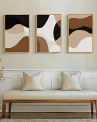 Large 16X24In Black Abstract Framed Wall Art Decor Minimalist Geometry Prints Sh