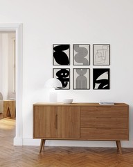 Black Abstract Painting Aesthetic – Set of 6, Modern Abstract, Black and Gray…