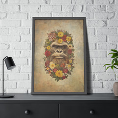Vintage SASQUATCH FLOWERS Wall Art, Bigfoot Floral Poster, Yeti Botanical Decor