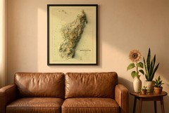 Madagascar Map, Madagascar 2D Relief Map, Madagascar Vintage Map – 2D Flat