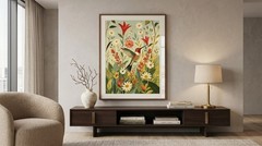 Colorful Hummingbird Poster Abstract Floral Art Print Spring Nature Gift for Her