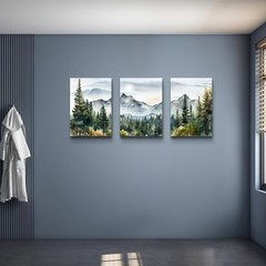 Abstract Mountain Forest Canvas Art – Framed Wall Decor for Home & Office