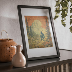 Retro BIGFOOT Fine Art Print, Sasquatch Botanical Poster, Cryptid Yeti Decor