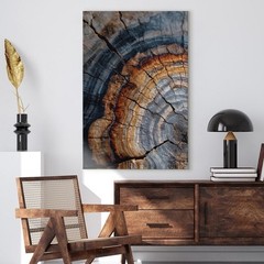 Abstract Tree Ring Canvas Wall Art Rustic Wood Natural Earthy Home Decor