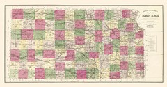 Historic State Map – Kansas – Everts 1887 – Vintage Wall Art