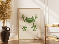 Funny Frog Poster Japanese Minimalist Animal Wall Art Home Decor Gift Print Room