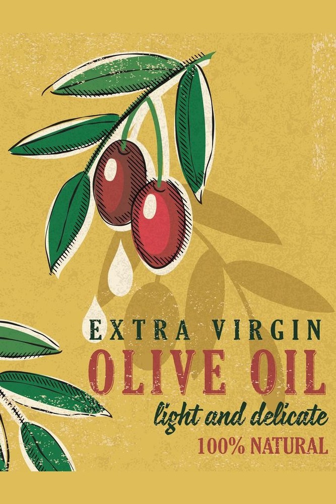 Extra Virgin Olive Oil Light and Delicate Vintage Style Advertisement Cool Wall