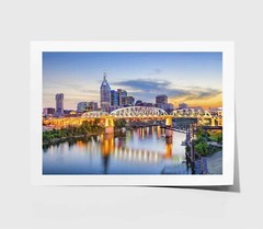 USA Downtown Print, Wall Art, Evening Scene Framed City Wall Art, Cityscape
