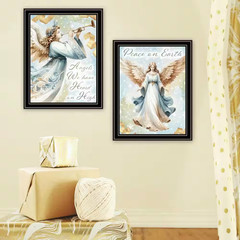 Framed 14 In. X 18 In. 2-Piece Vignette Angels We Have Heard on High Black Frame