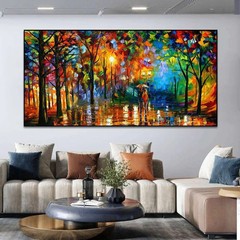 Colorful Abstract Canvas Prints Rainy Garden Landscape Posters Picture Wall Art