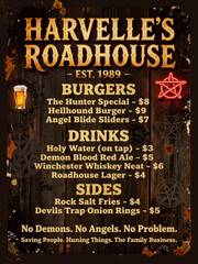 Supernatural Harvelle’s Roadhouse Menu Style Wall Collage Poster Print