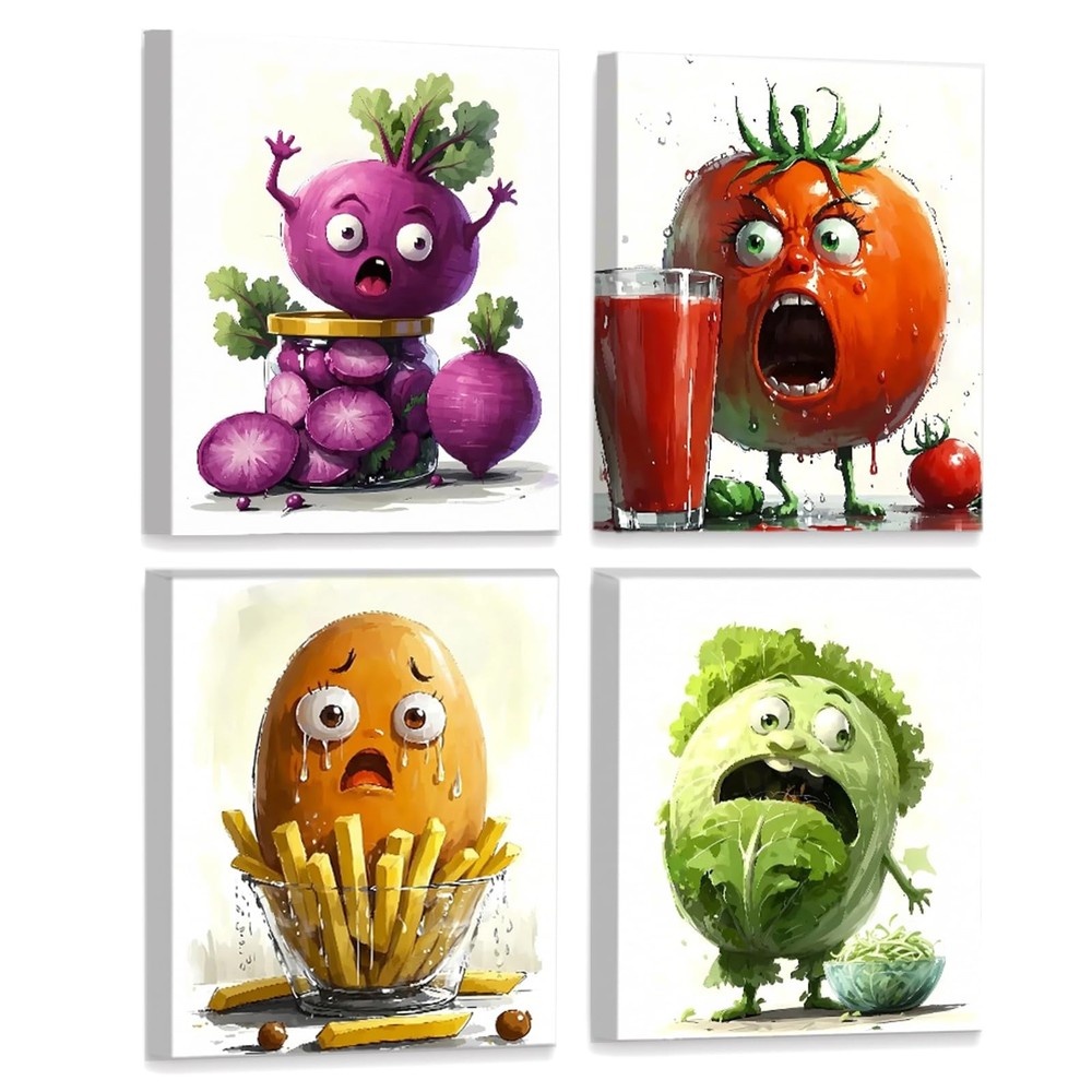 Funny Kitchen Wall Art Canvas Prints,Vegetable Framed Art Posters Dining Room…