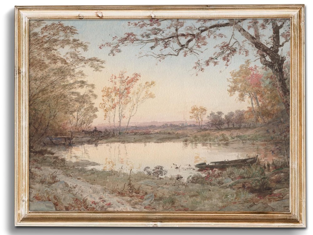 Vintage Wall Art, Farmhouse Wall Decor Fall Pond Wall Painting Canvas Prints …